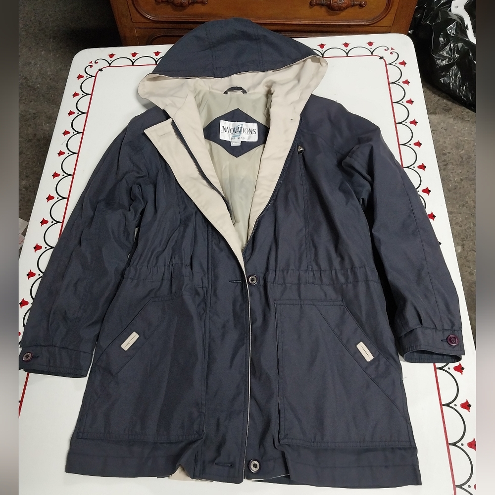 Vintage Innovations By Izzi Navy Blue Hooded Jacket